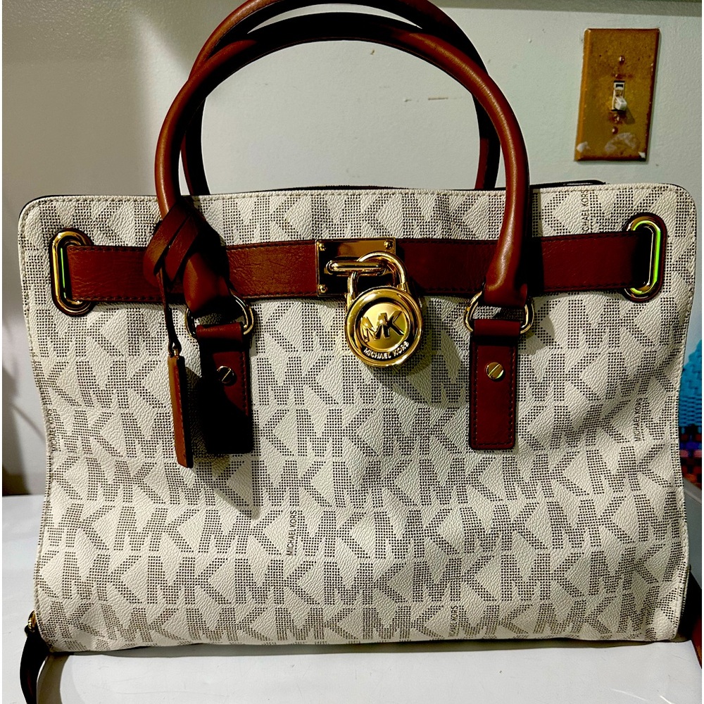 White Hamilton Michael Kors leather handbag